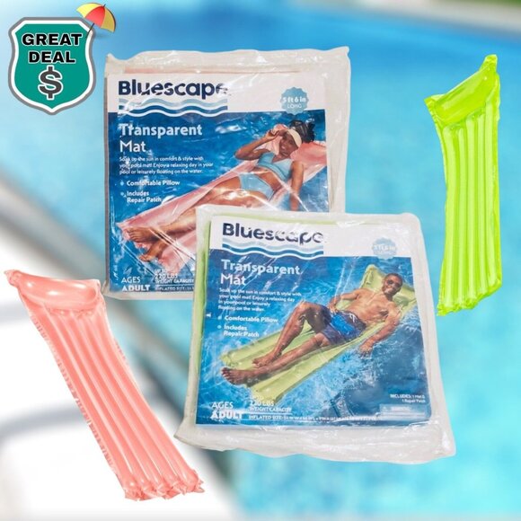 Bluescape Pink & Green Tropical Inflatable Swim Tube Pool Float Bundle! NEW! - Picture 1 of 9
